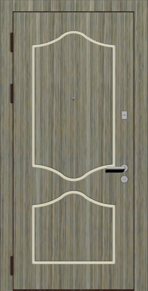 Стальная дверь с дверной накладкой МДФ Шпон H3 дуб серый